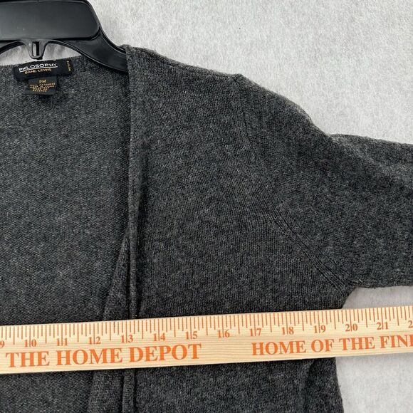 Philosophy Dane Lewis Cashmere Sweater Cardigan Sz PM Open Wrap Cozy Gray Draped - Picture 6 of 7